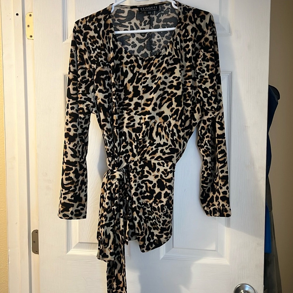 Eloquii leopard top with tie sz 18/20